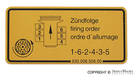 Porsche Firing Order Decal - 911/930 79-83 930-006-509-00 | Sierra