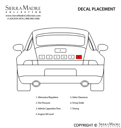 Porsche Firing Order Decal - 911/930 84-89 930-006-509-01