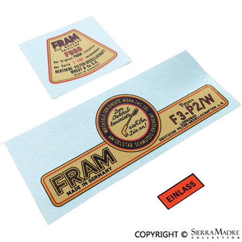 Porsche Fram Oil Filter Canister Water Decal Set 912/356 53-69 SMC-356