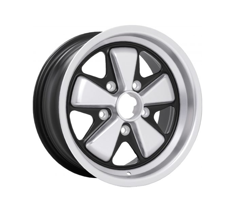 Porsche Fuchsfelge Wheel - Silver on Satin Black - 15 in SMC-16-176