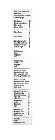 Porsche Fuse Box Label - 356/356A 50-57 644-612-831-00