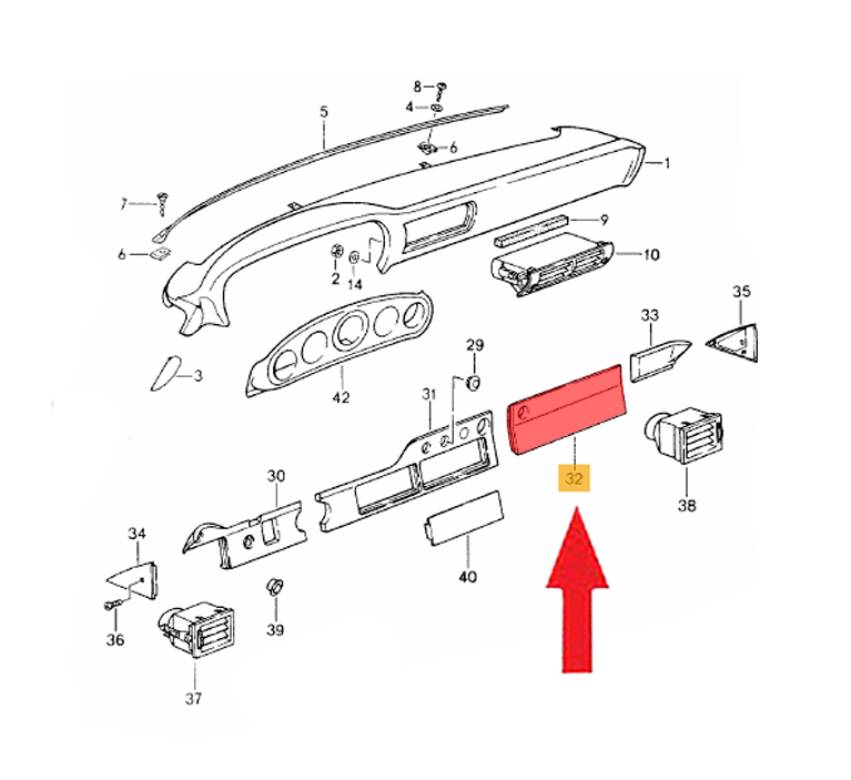 Porsche Glove Box Door - 964 89-94 911-552-488-04
