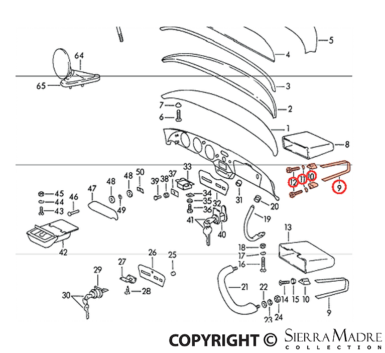 Porsche Glove Box Installation Strap Kit - All 356s 50-65 644-552-531-00