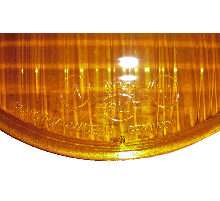 Porsche Hella Symmetrical Headlight Lens - Amber - All 356s 50-65 1-305-614-001