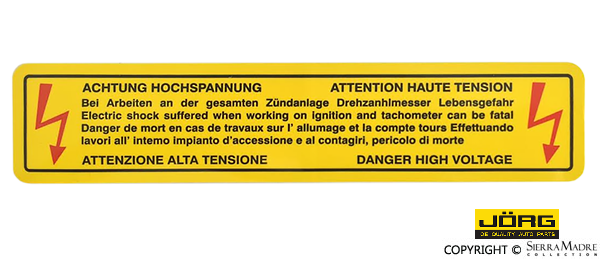 Porsche High Voltage Decal - 928/993 78-98 964-703-163-00