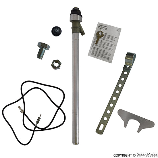 Porsche Hirschmann Manual Antenna - Black base/Silver mast 911-645-301-04