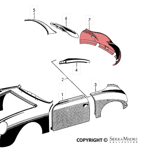 Porsche Rear Body Panel - 356B T5 Roadster 644-503-081-25