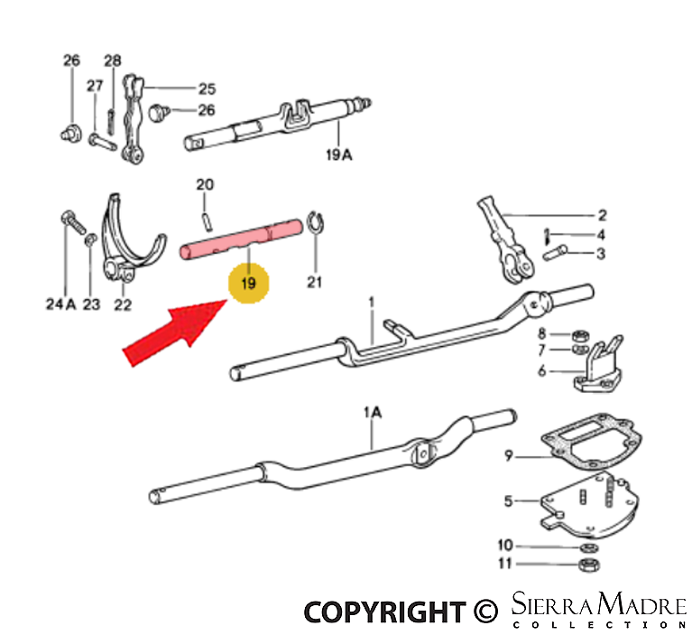 Porsche Selector Shaft Reverse Gear - 911 70-83 915-303-105-09