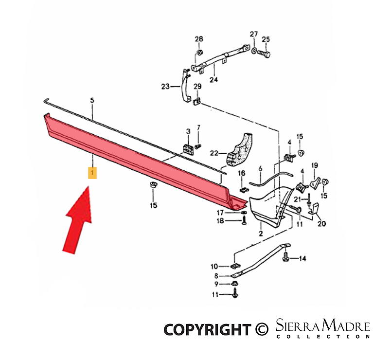Porsche Side Rocker Cover - Right - 964 89-94 965-559-194-02-G2X
