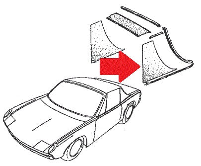 Porsche Targa Top Pillar Cover - Vinyl - Left - 914 70-76 914-559-265-10