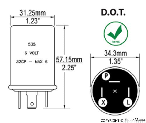 Porsche Turn Signal Flasher - 6 Volt 644.613.342.00