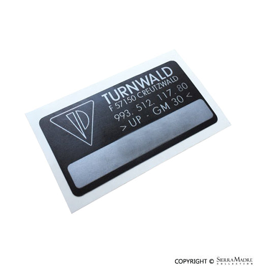 Porsche Turnwald Rear Spoiler Sticker - 993 95-98 993-512-117-80