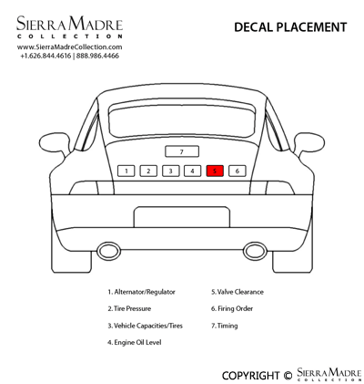 Porsche Valve Clearance Decal Early 1300 & 1500 - 356/356A 50-59 644-701-016-00