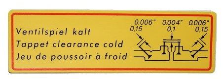 Porsche Valve Clearance Decal Normal - Super - 356C - 912 644-701-001-00