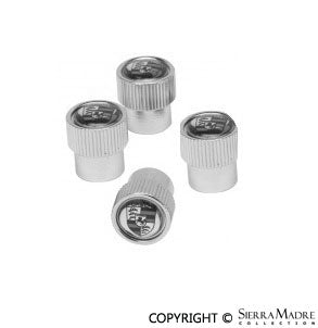 Porsche Valve Stem Caps - Black Emblem PNA-705-001-99