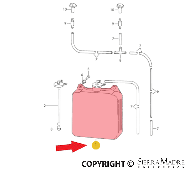 Porsche Washer Fluid Reservoir - 911/912 66-67 901-628-720-22