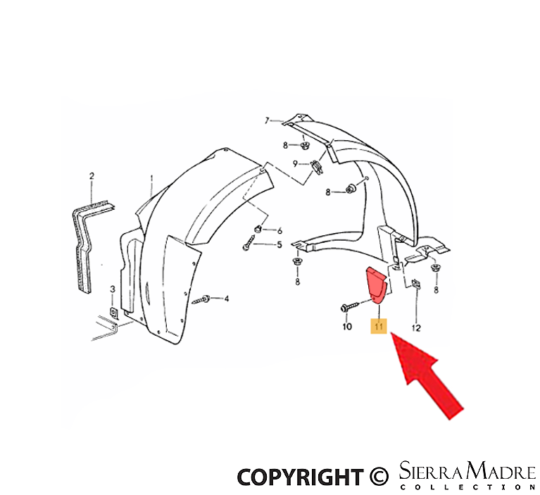 Porsche Wheel Well Cover - Right - 964 89-94 964-504-220-00