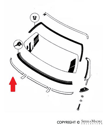 Porsche Windshield To Cowl Trim - Right - Conv.D/Roadster 59-62 644-541-912-41