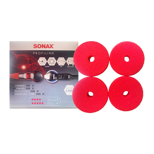 Sonax 3 Inch Red Foam Cutting Pad 4 Pack