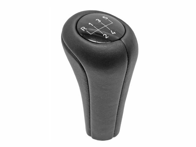 BMW Shift Knob - Black Leather with 5-Speed Emblem Push on Type | 1989-2006 25117500299