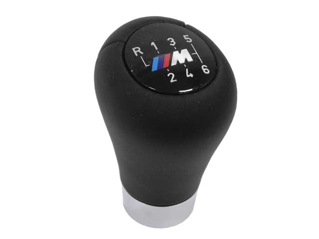 BMW Shift Knob - Black Leather with "M" 6-Speed Emblem Heavy, Push on Type | 2003-2010 25117896886