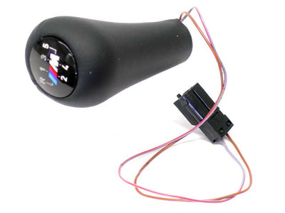 BMW Shift Knob - Illuminated Black Leather with "M" 5-Speed Emblem Push-on Type | 1991-2000 25112231550