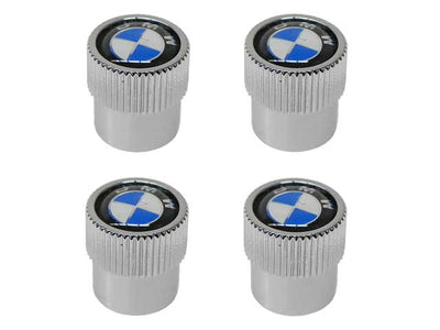 BMW Wheel Valve Stem Cap Set with "Roundel" Logo Set of 4 | 1967-2008 36110421544
