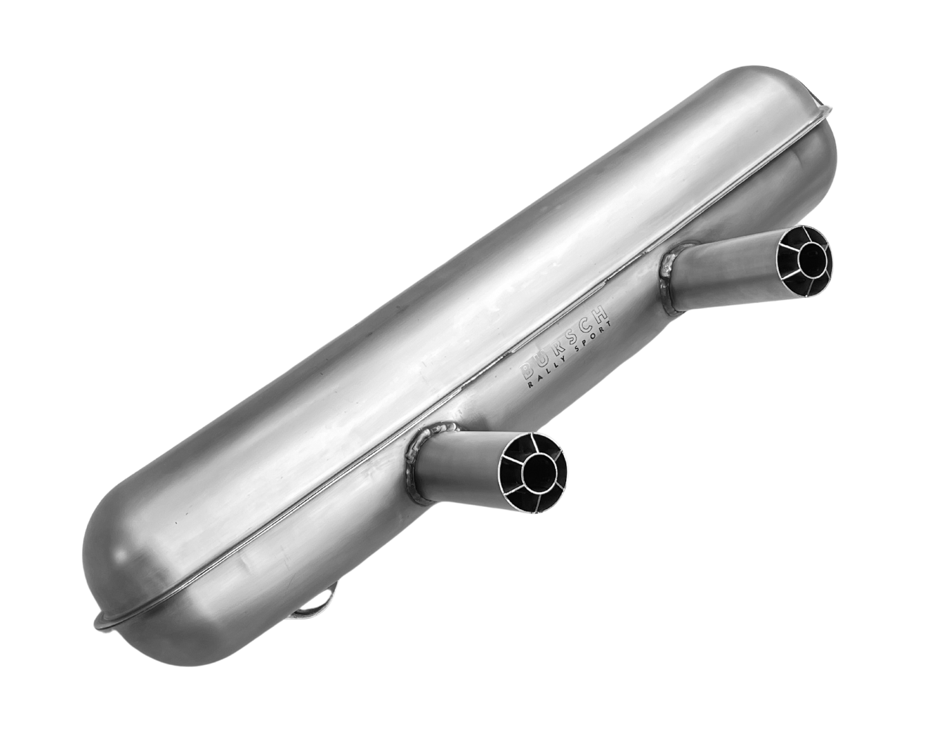 Bursch Rally Sport Muffler - Stainless Steel with 2.5” Cookie Cutter tips. 911 2.0 - 2.2 - 2.4 - 2.7 | 1965-1973