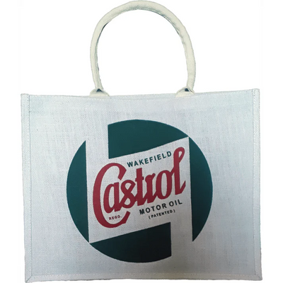 Castrol Classic Short Handle Jute Shopper - White