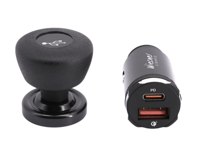 Cigarette Lighter To USB Adapter - Black Foot - 911 | 1968-1973 USB-911-68-73-AC-B