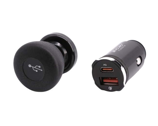 Cigarette Lighter To USB Adapter - Black Foot - 911 | 1968-1973 USB-911-68-73-AC-B