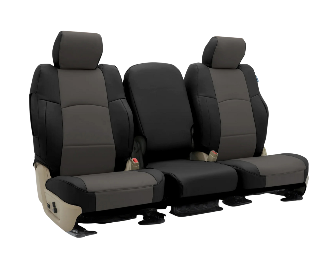 Custom Fit Premium Leatherette Seat Cover - Gray with Black