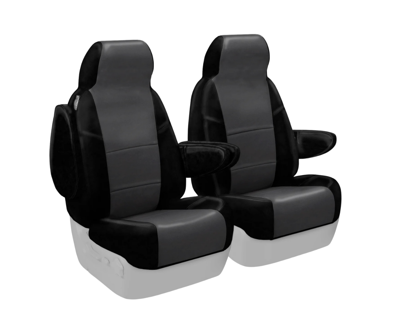 Custom Fit Premium Leatherette Seat Cover - Gray with Black