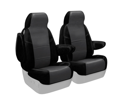 Custom Fit Premium Leatherette Seat Cover - Gray with Black