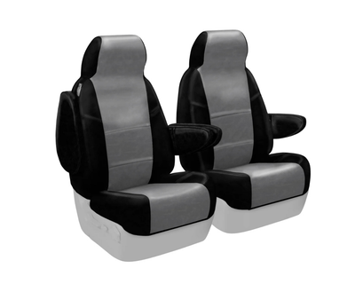 Custom Fit Premium Leatherette Seat Cover - Medium Gray with Black