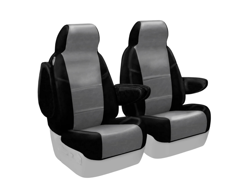 Custom Fit Premium Leatherette Seat Cover - Medium Gray with Black