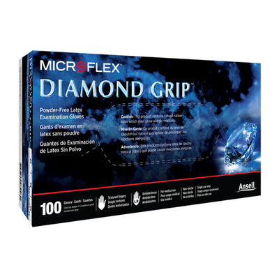 Diamond Grip Latex Gloves - Large - 100 Per Box