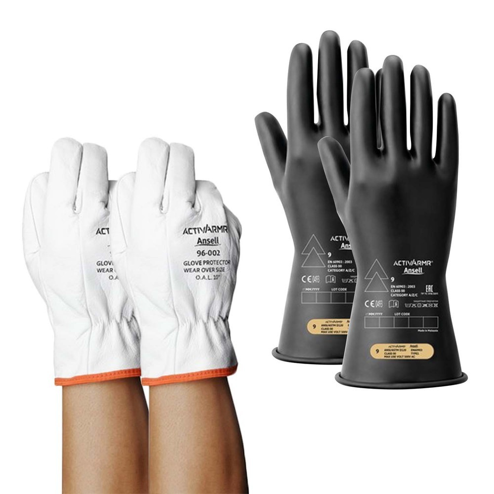 Electrical Insulating And Leather Protector Glove Set - Size 8