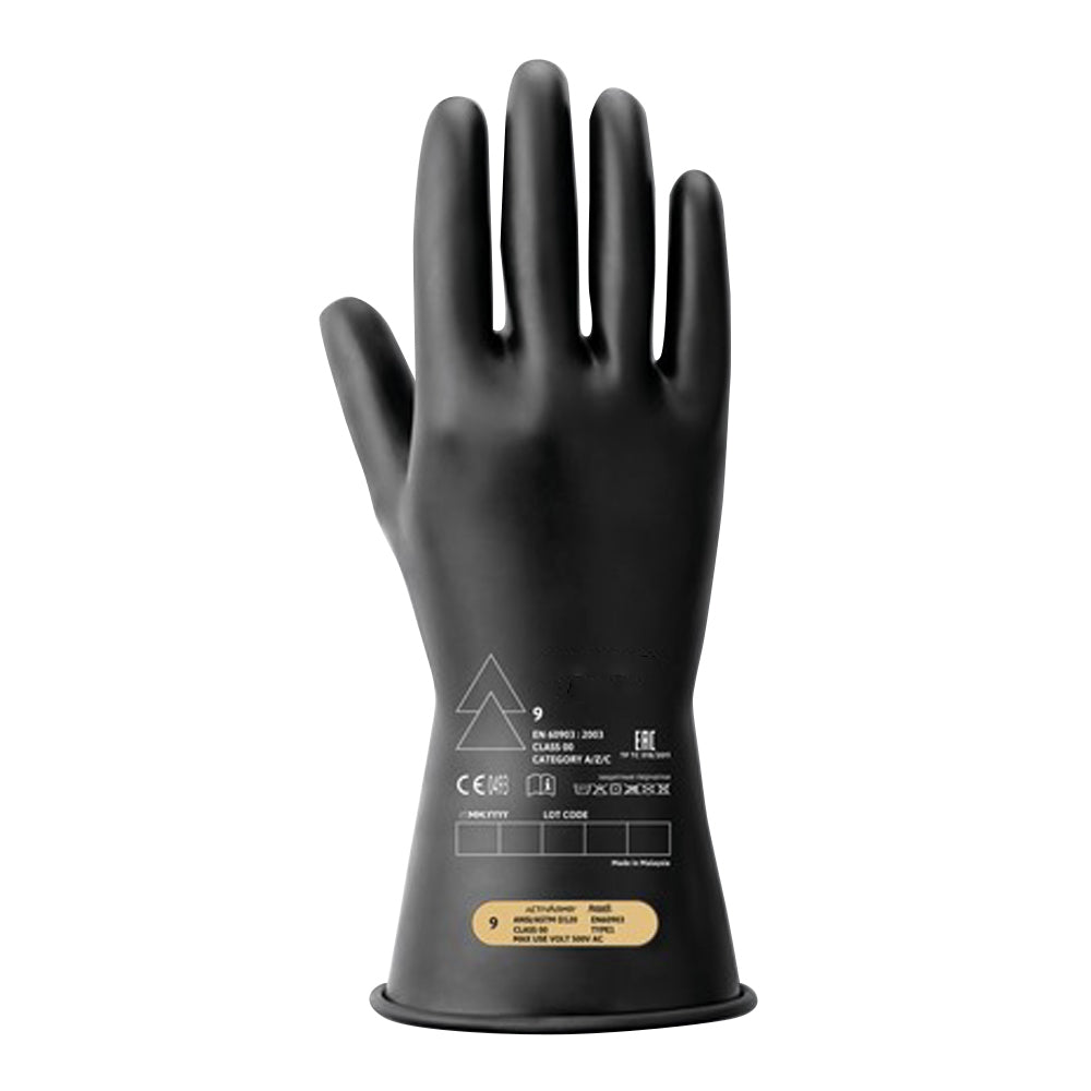 Electrical Insulating Black Gloves - Class 0 - Size 12