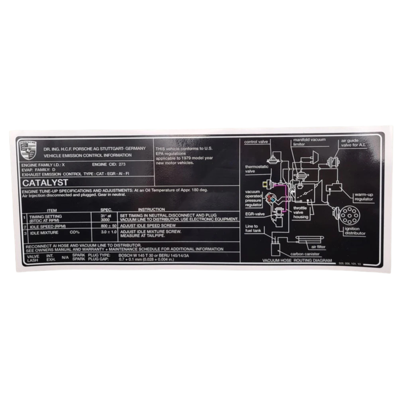 Emission Control Decal - 928 | 1978-1982
