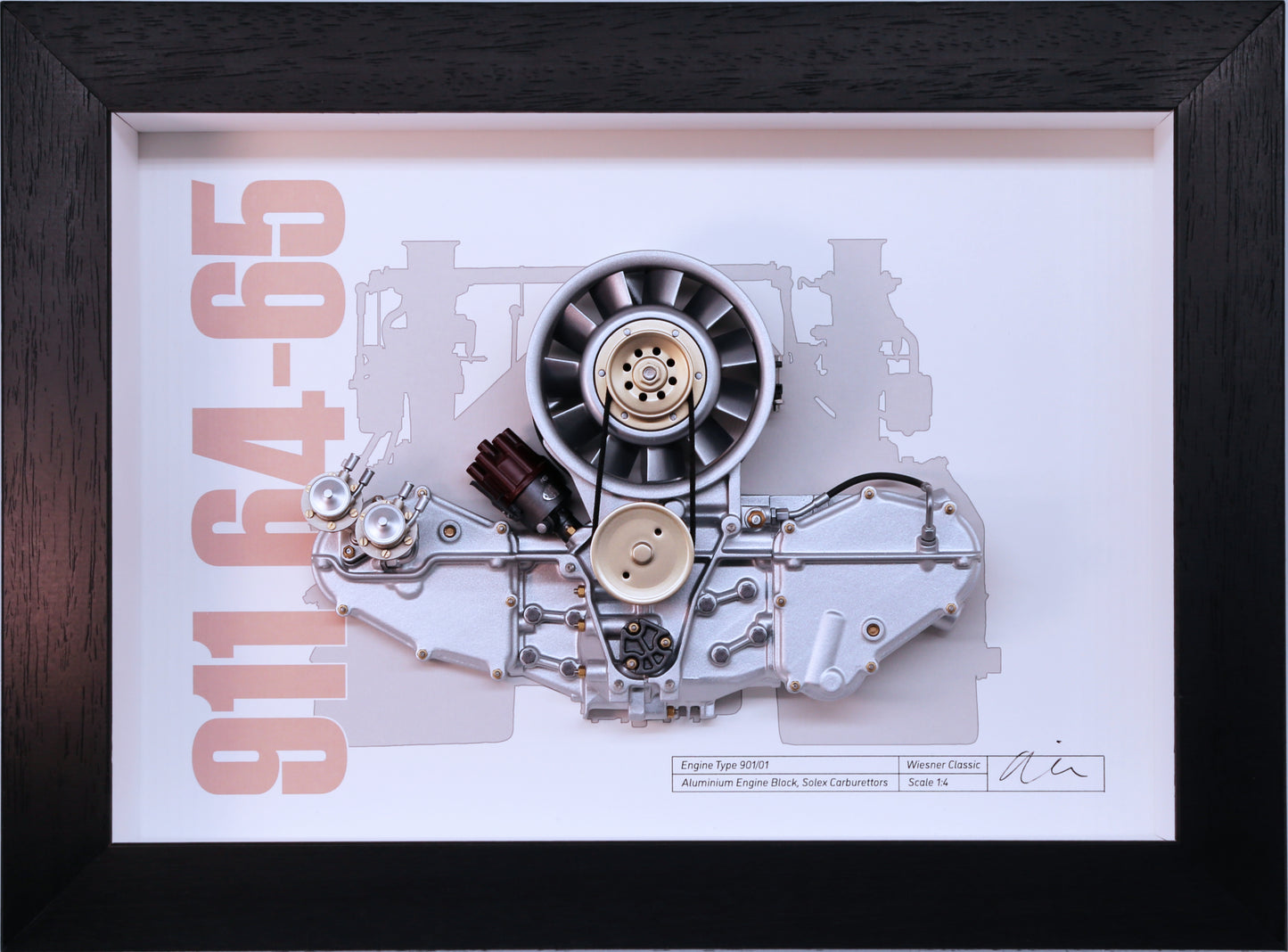 Engine 911 Model Cutaway Porsche Art Box Framed - 1:4 Scale