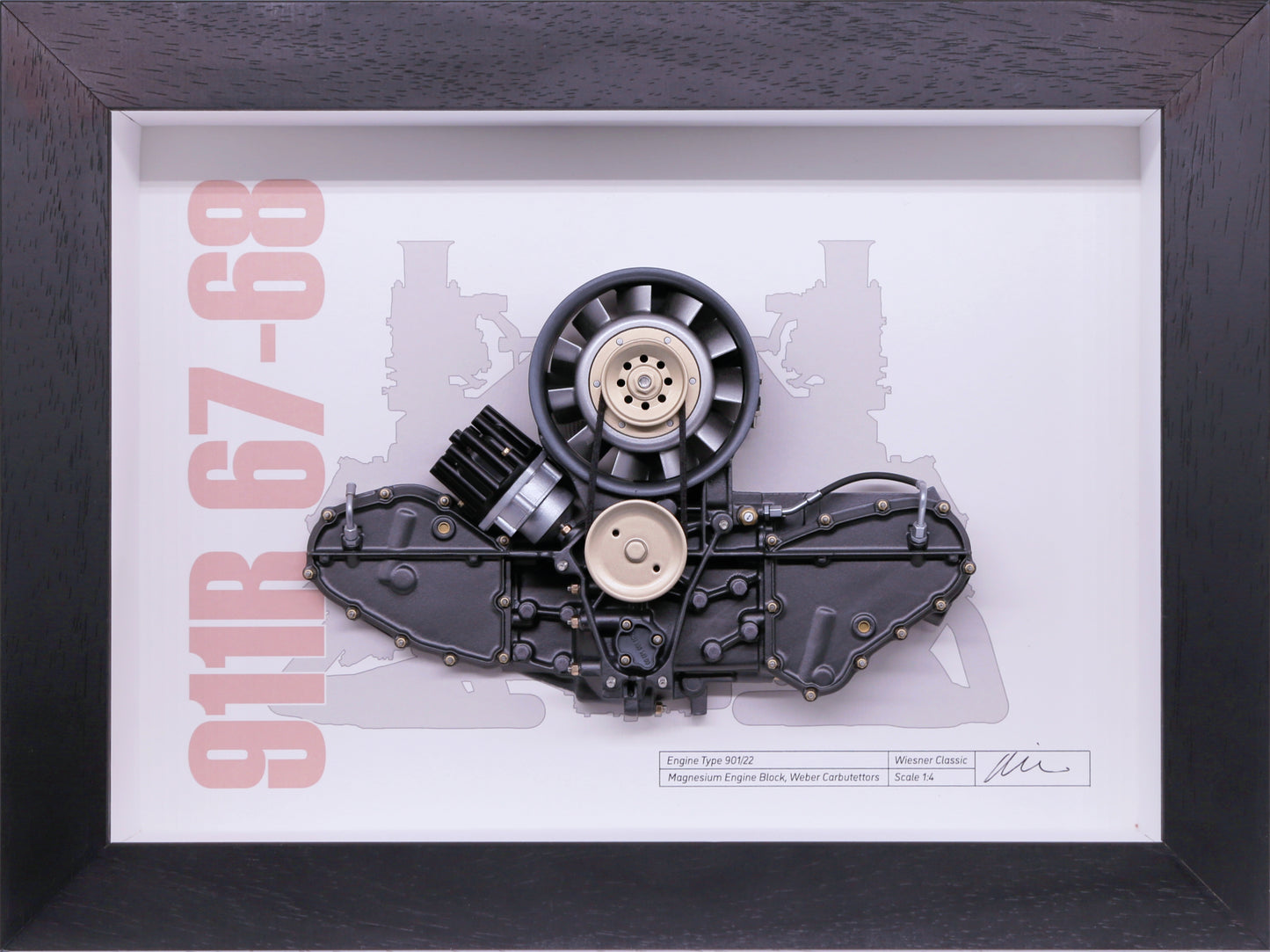 Engine 911 R Model Engine Cutaway Porsche Art Box Framed