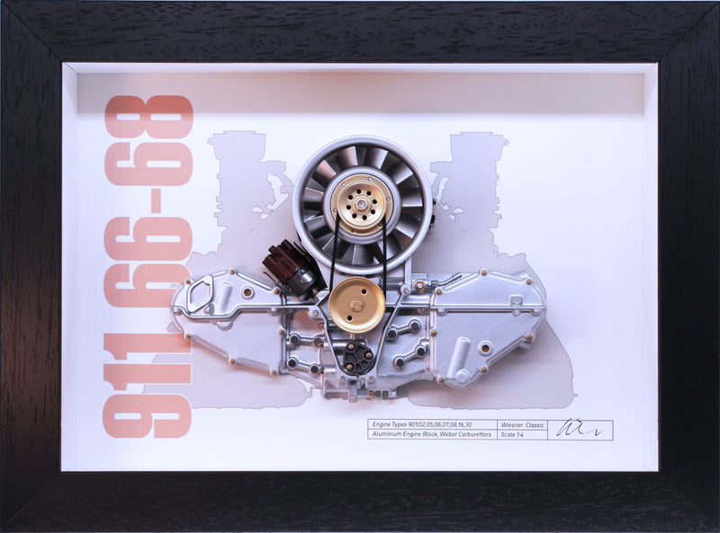 Engine 911 SWB Model Cutaway Porsche Art Box Framed - 1:4 Scale