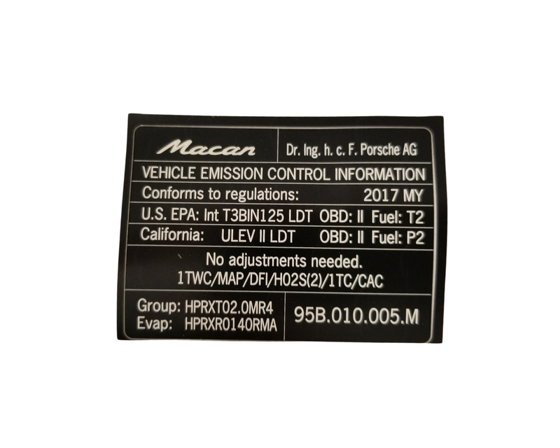 Engine Data Decal - Macan | 2015-2018