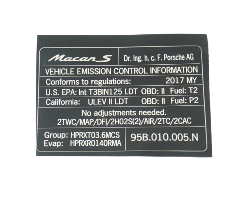 Engine Data Decal - Macan | 2017