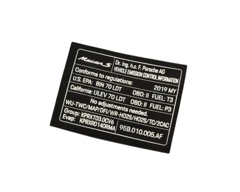 Engine Data Decal - Macan | 2019-2020