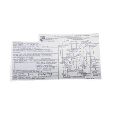 Engine Specification Sticker - 944 | 1982-1983