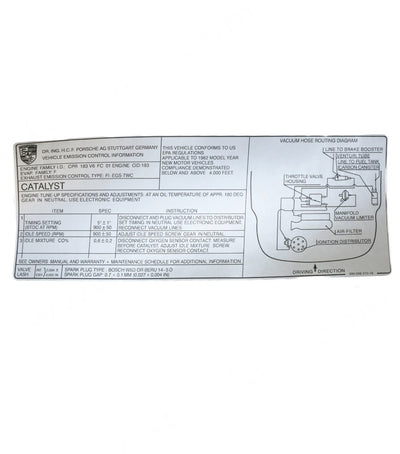 Engine Specifications Sticker - 911 | 1978-1983