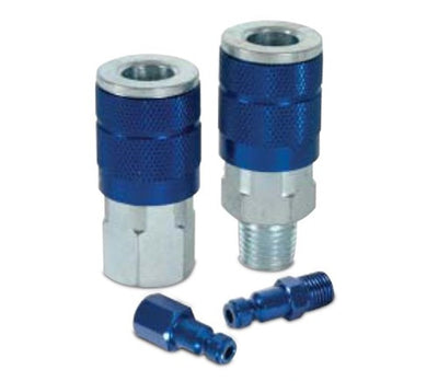 Fnpt Auto Type C Blue Air Nipple - 1/4 Inch