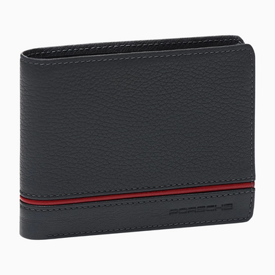 Heritage Embossed Porsche Cowhide Leather Men's Dark Grey Wallet